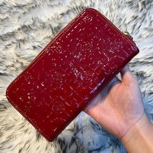 Tory Burch Dark Red Patent Leather Wallet